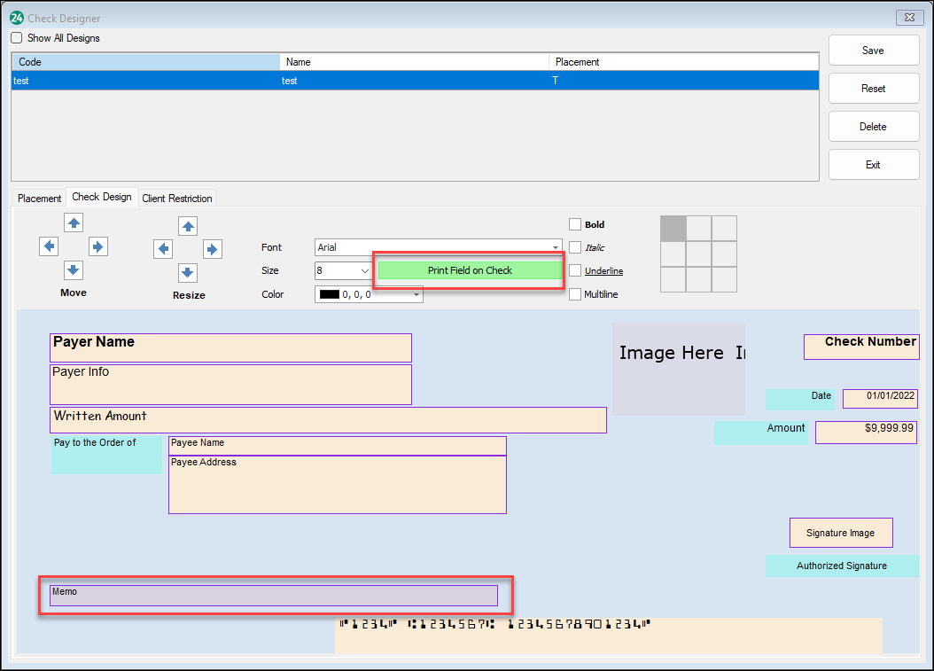 Image showing the Check Designer > Check Design tab.